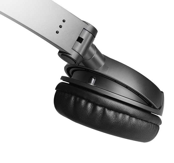 Black H650 On-Ear Headphones's earcup is on close-up display